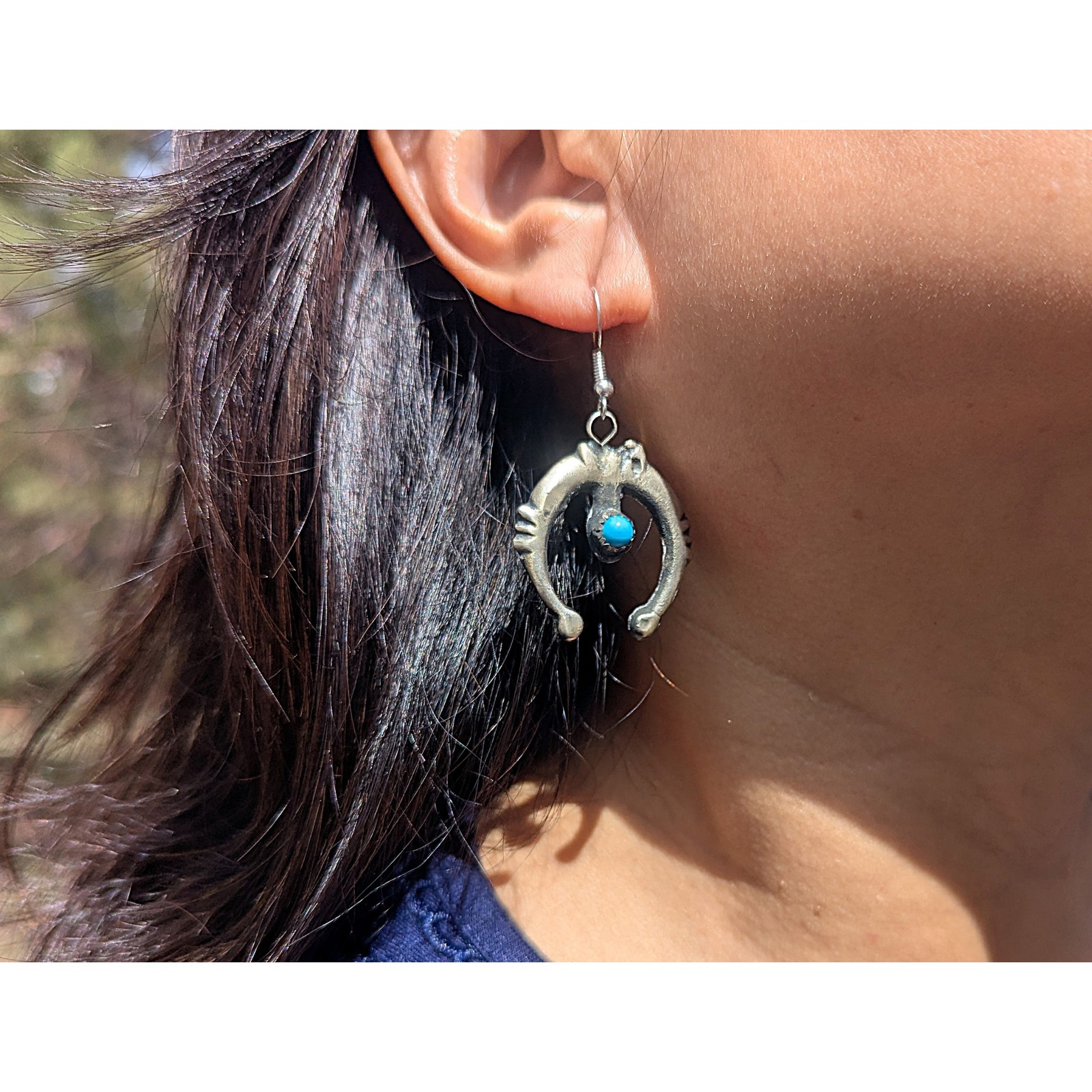 Native American Jewelry Navajo Earrings Naja Sterling Silver Handmade ***